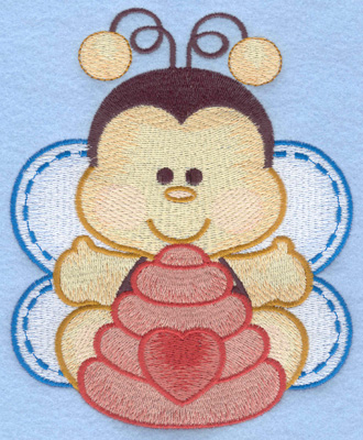 Embroidery Design: Bumble bee with bee hive large4.76w X 5.84h