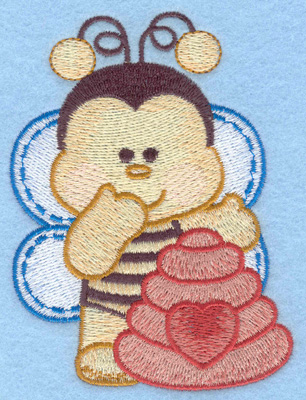 Embroidery Design: Bumble bee with hive right small2.88w X 3.90h