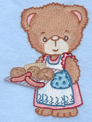 Embroidery Design: Girl bear holding grill large3.76w X 5.00h