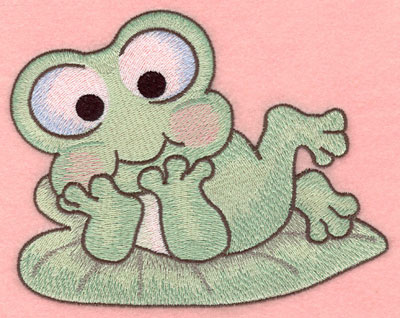 Embroidery Design: Frog resting on lily pad large5.86w X 4.61h