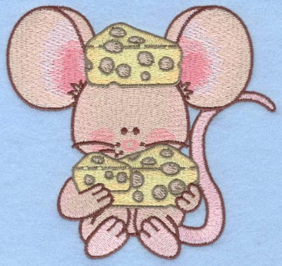 Embroidery Design: Mouse eating cheese large5.00w X 4.64h