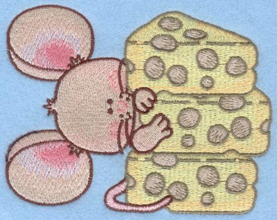 Embroidery Design: Mouse hiding behind cheese large5.00w X 3.94h