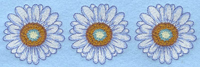 Embroidery Design: Daisy row white6.37w X 1.97h