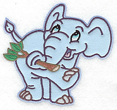 Embroidery Design: Elephant with tree branch applique 5.27w X 4.97h
