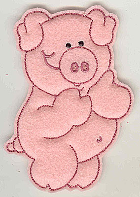 Embroidery Design: Feltie Piggy large 3.23w X 4.94h