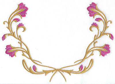 Embroidery Design: Floral half frame large 9.07w X 6.47h