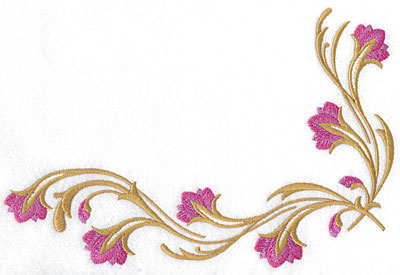 Embroidery Design: Floral corner large 9.05w X 6.09h