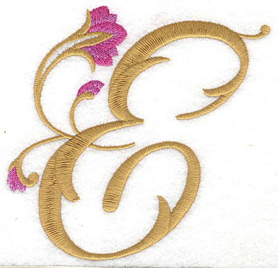 Embroidery Design: E Floral large 4.89w X 4.83h