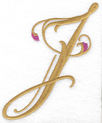 Embroidery Design: J Floral large 4.90w X 6.11h