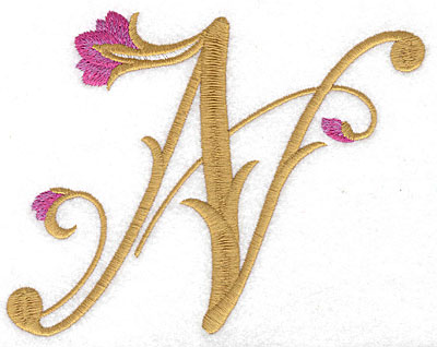 Embroidery Design: N Floral large 6.12w X 4.74h