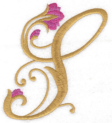 Embroidery Design: S Floral large 4.41w X 4.85h