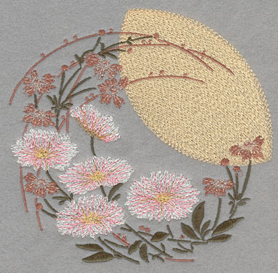 Embroidery Design: Circular Floral Logo with Sun Large6.15w X 6.01h