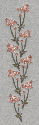 Embroidery Design: Vertical Row of Flowers1.27w X 6.01h