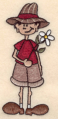 Embroidery Design: Boy with flower large 2.20"w X 4.99"h