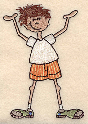 Embroidery Design: Boy with hands in air large 3.66"w X 4.99"h