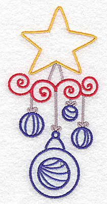 Embroidery Design: Christmas star with ornaments large 2.34w X 4.97h