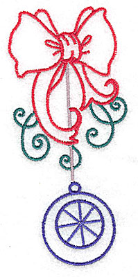 Embroidery Design: Christmas bow with ornament large 2.27w X 4.97h