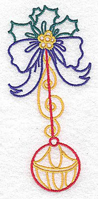 Embroidery Design: Holly bow and bauble large 2.25w X 4.97h
