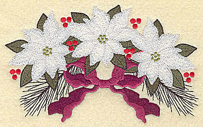 Embroidery Design: White poinsettia trio large 6.15w X 3.85h