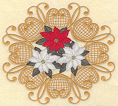 Embroidery Design: Pointsettias in circular design 6.76w X 6.15h