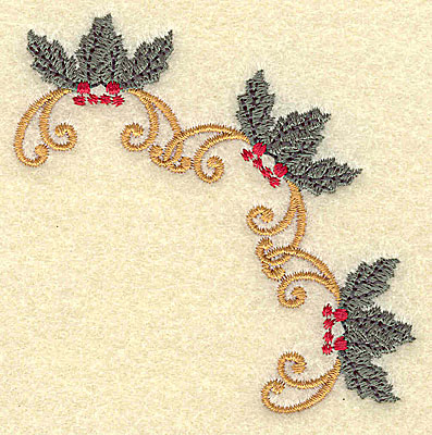 Embroidery Design: Holly and berries arc 3.12w X 3.12h