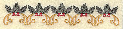 Embroidery Design: Holly and berries border 6.01w X 1.19h