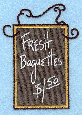 Embroidery Design: Fresh Baguettes  3.50"h x 2.54"w