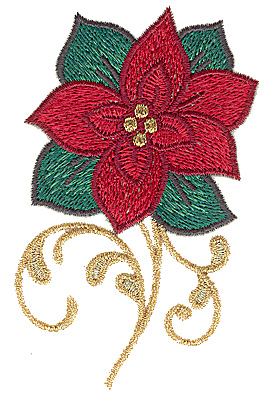 Embroidery Design: Poinsettia 2.44w X 3.88h