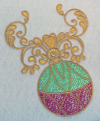 Embroidery Design: Christmas ornament with swirls 4.1w X 5.18h