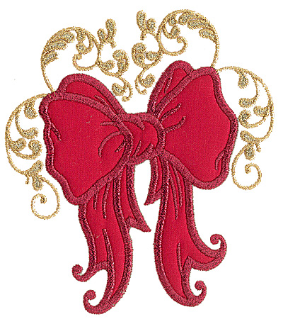 Embroidery Design: Christmas bow applique 5.70w X 4.98h