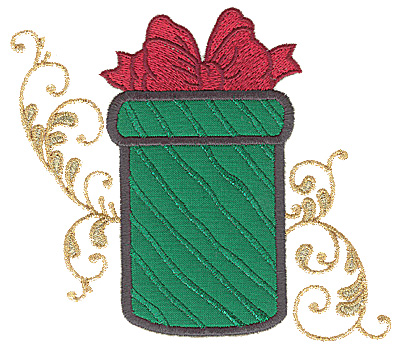 Embroidery Design: Christmas gift box applique 5.55w X 4.95h