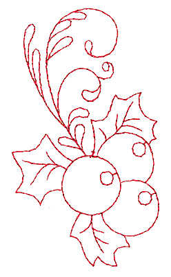Embroidery Design: Holly with berries redwork 2.20w X 3.87h
