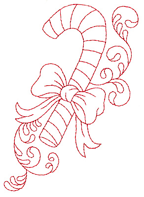 Embroidery Design: Candy cane redwork 3.44w X 4.92h