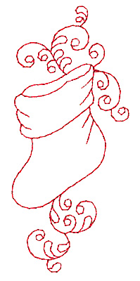 Embroidery Design: Christmas stocking redwork 1.70w X 3.86h