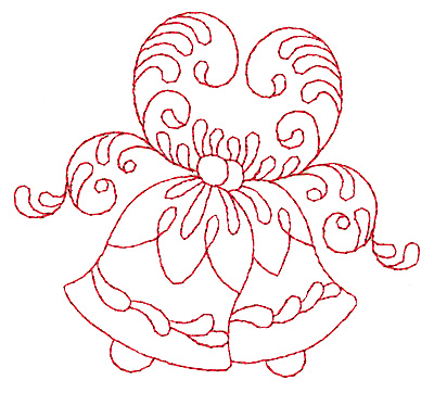 Embroidery Design: Christmas bells redwork 3.87w X 3.44h