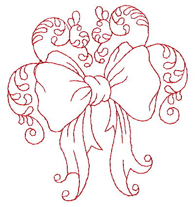 Embroidery Design: Christmas bow redwork 3.48w X 3.89h