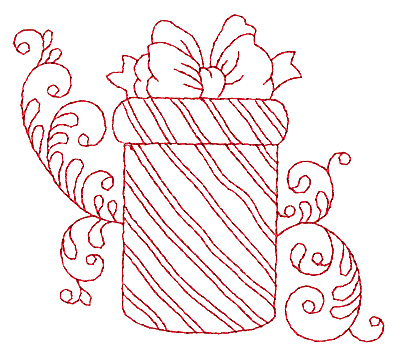 Embroidery Design: Christmas gift box redwork 3.87w X 3.38h