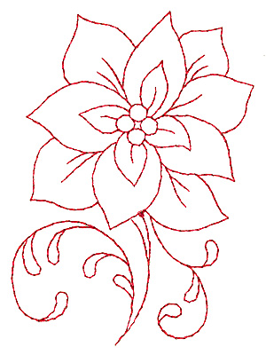 Embroidery Design: Poinsettia redwork 2.65w X 3.89h