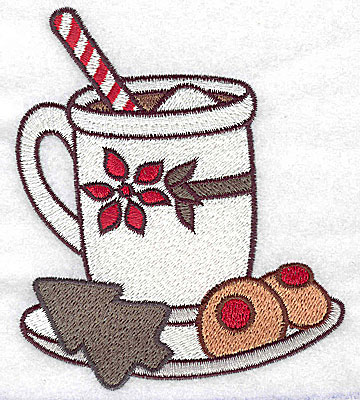 Embroidery Design: Hot cocoa with cookies large 3.83w X 4.57h