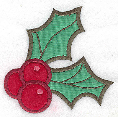 Embroidery Design: Holly and berries (2 appliques) 3.85w X 3.77h