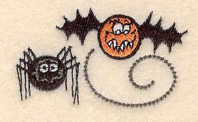 Embroidery Design: Spider and bat 2.36"w X 1.42"h