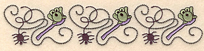 Embroidery Design: Spider and frog border 6.99"w X 1.47"h