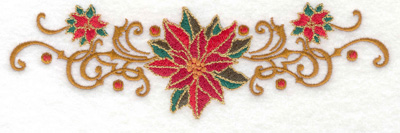 Embroidery Design: Poinsetta with swirls 6.93w X 2.11h