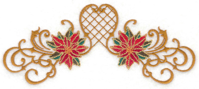 Embroidery Design: Poinsetta duo with swirls 6.96w X 2.95h