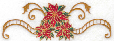 Embroidery Design: Poinsetta trio with banner 6.99w X 2.50h