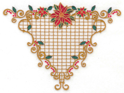 Embroidery Design: Fancy poinsetta triangle 6.67w X 4.96h