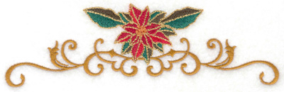 Embroidery Design: Poinsetta over vines 6.98w X 2.11h