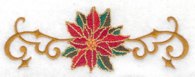 Embroidery Design: Poinsetta with vines 4.98w X 1.78h