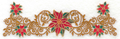 Embroidery Design: Poinsettas with elegant swirls 6.96w X 2.16h