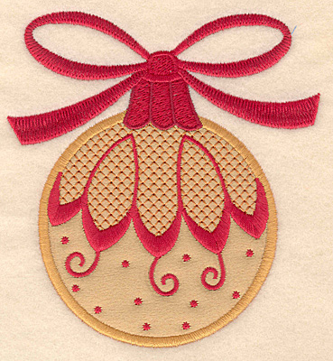 Embroidery Design: Christmas ornament gold applique 4.58w X 5.00h